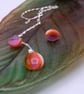 Coral and Pink Fused Glass Stud Earrings and Pendant Set - Image 5