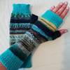 Hand knitted fingerless gloves - MULTICOLOURED