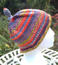 Handknit KNOTTY TOP Merino BEANIE Stripey Jacquard child teen adult small - Image 1