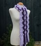 Crochet Stripey Scarf in Lilac and Purple Tweed - Image 4