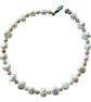 Freshwater pearls bangle with pink rhodonite - June birthstone