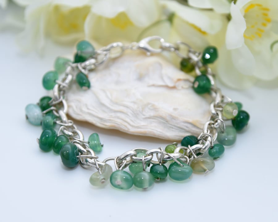 Green Agate Charm Bracelet