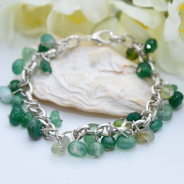 Green Agate Charm Bracelet