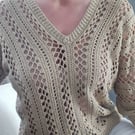 Handmade crochet openwork stitch viscose jumper Size M