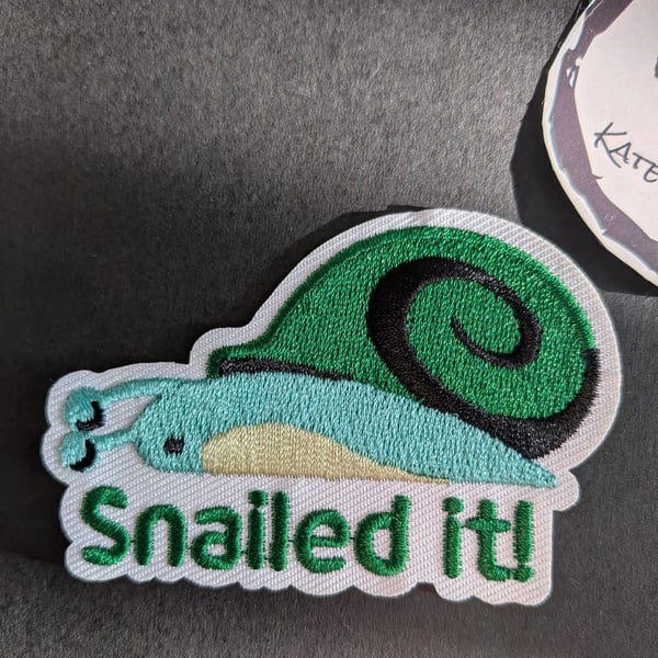 Snailed it! Embroidered Iron-On Patch - 7x5cm