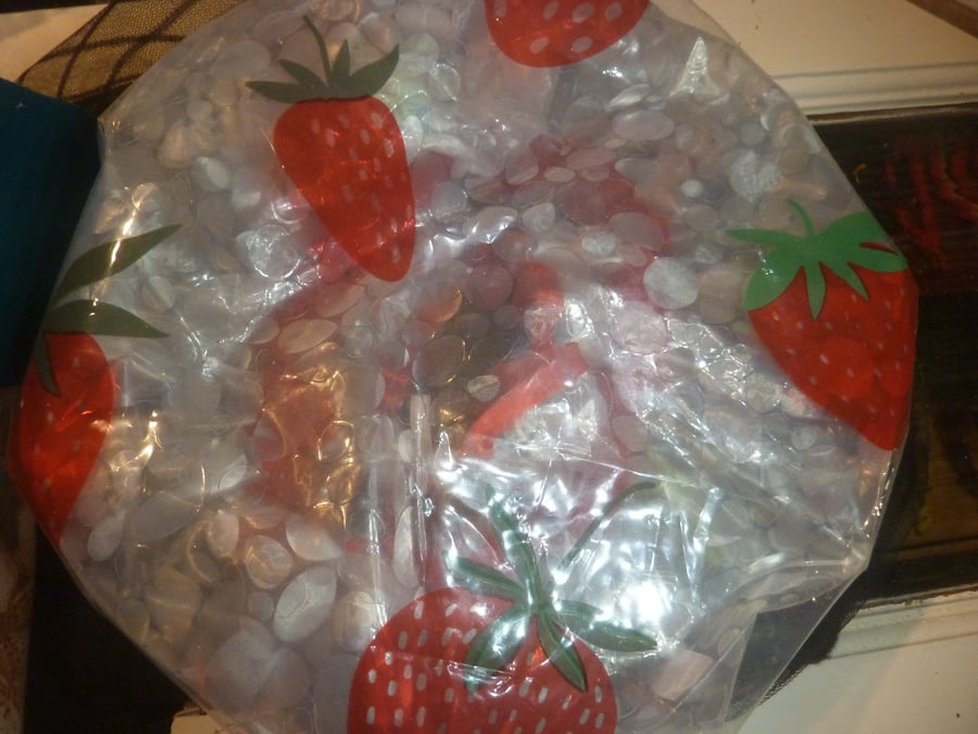 Luxery Strawberry Shower Cap Lge Size Fully Waterproof Frilled Silk Ribbon Edge