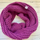 Super Cosy Chunky Plum Purple Cowl Infinity Scarf
