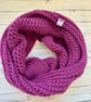 Super Cosy Chunky Plum Purple Cowl Infinity Scarf