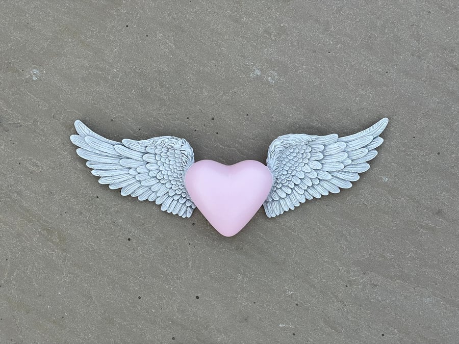 Wall Hanging Pink Heart with Wings Wall Decor