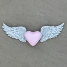 Wall Hanging Pink Heart with Wings Wall Decor