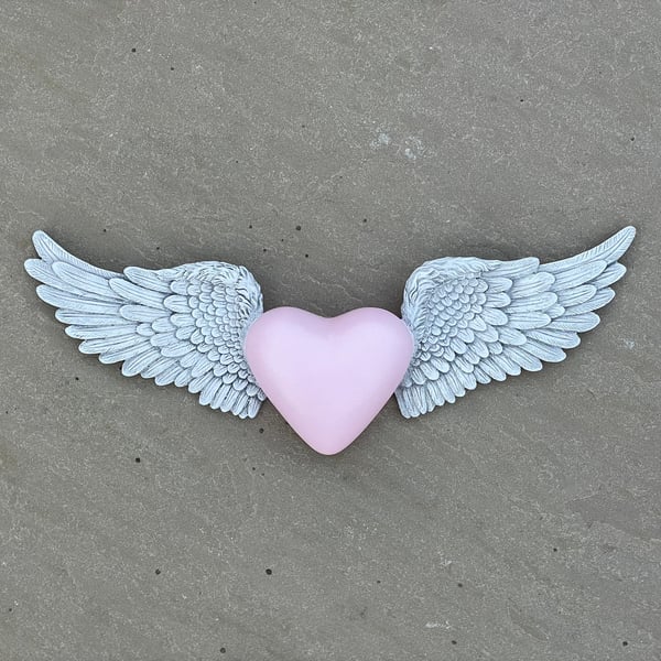 Wall Hanging Pink Heart with Wings Wall Decor