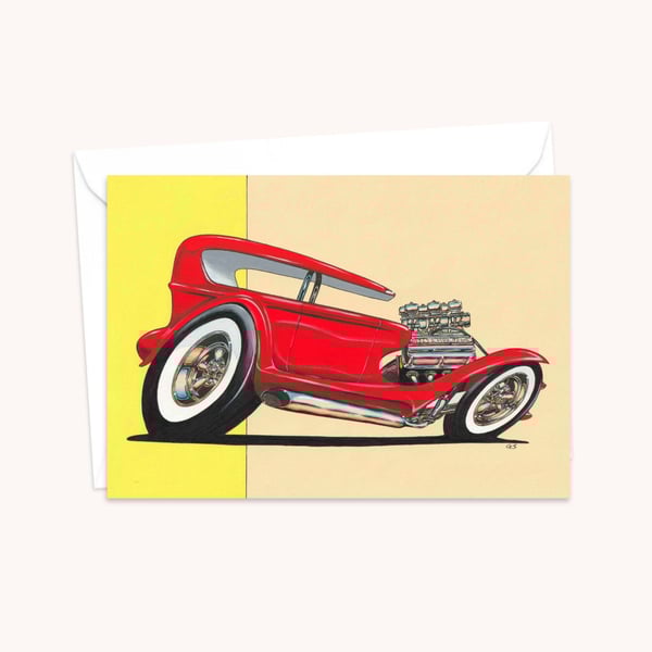 Custom Car Greeting Card: Hand Drawn Illustration for a Car Lover (403)