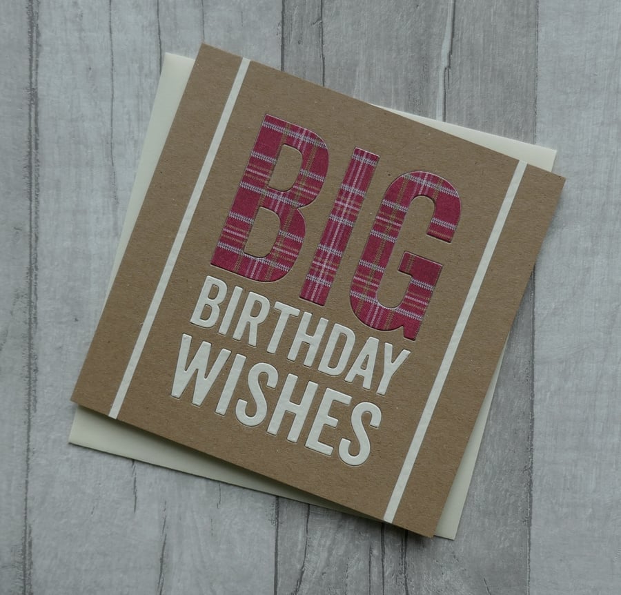 Kraft, Red and Cream - Big Birthday Wishes - Birthday Card