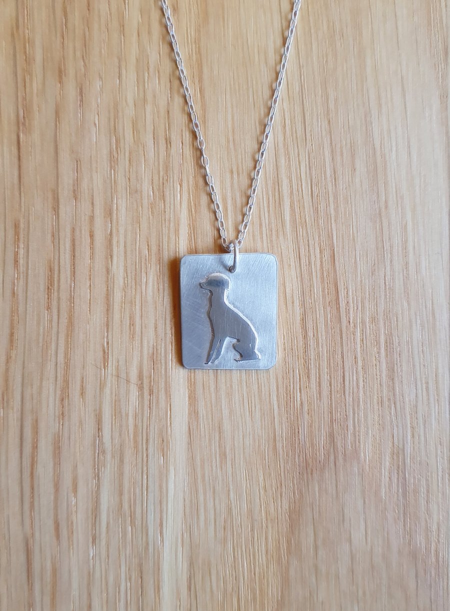 Sterling silver necklace - patiently sitting whippet