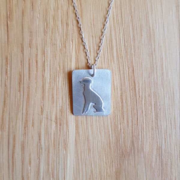 Sterling silver necklace - patiently sitting whippet