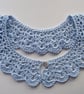 Crochet Collar, Lace Peter Pan Collar, Pale Blue Cotton, Pearl Button  - Image 4