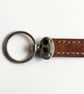 Tan Full Grain Leather Strap Keychain Chrome Medallion Handmade UK - Image 6