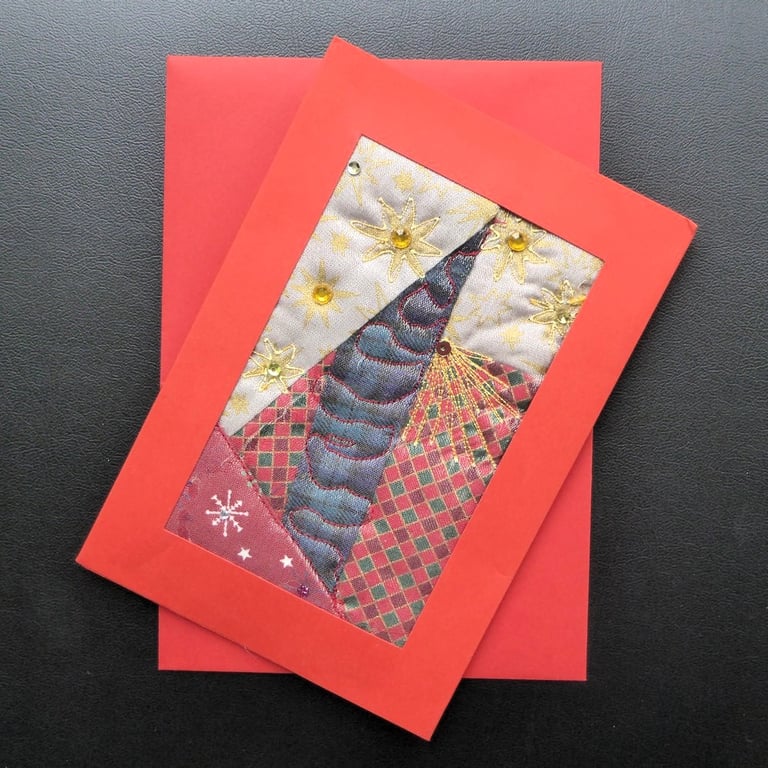 Individually Hand Crafted Textile patchworked Blank Card