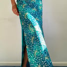 Pencil skirt with side cut embroidered floral maxi skirt for summer boho style