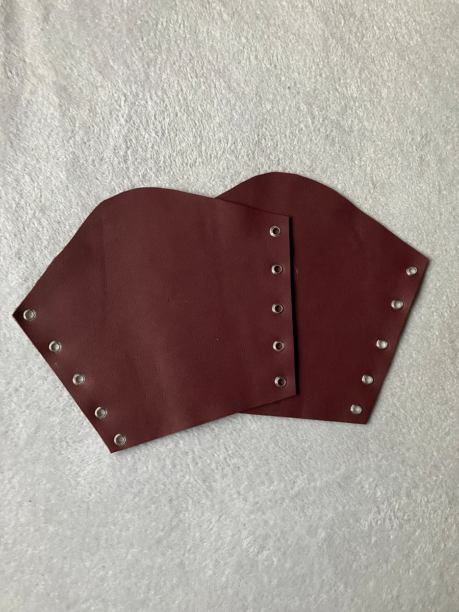 Large Pair:  Bright Burgundy coloured Leather Bracers 