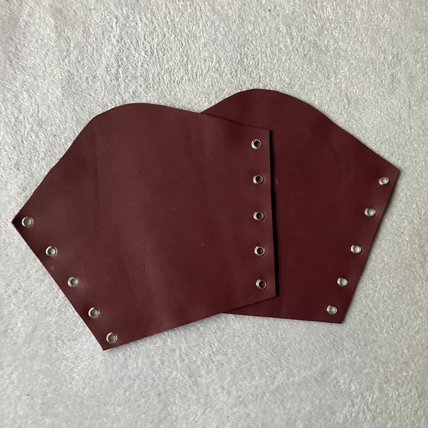 Large Pair:  Bright Burgundy coloured Leather Bracers 