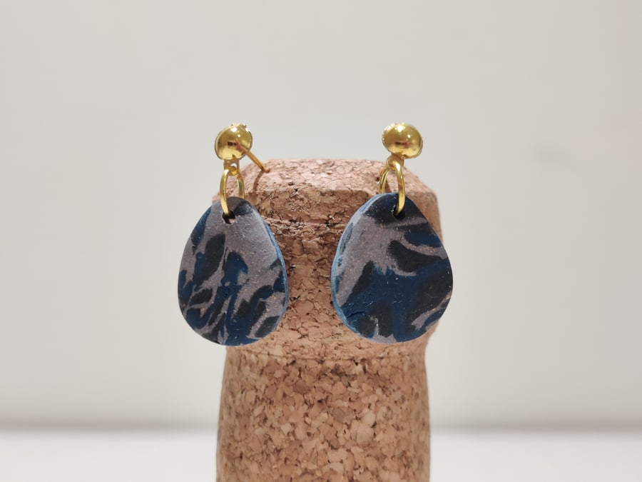 Muted leopard egg dangle earrings