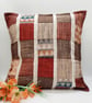Red themed patchwork cushion cover,  envelope backed.   - Image 8