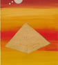 Golden Pyramid, small painting on wood. Wall hanging.