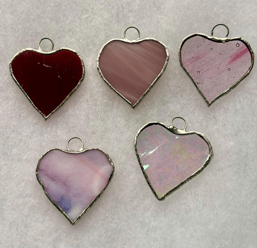 Stained glass small heart, PINK and PURPLE variations