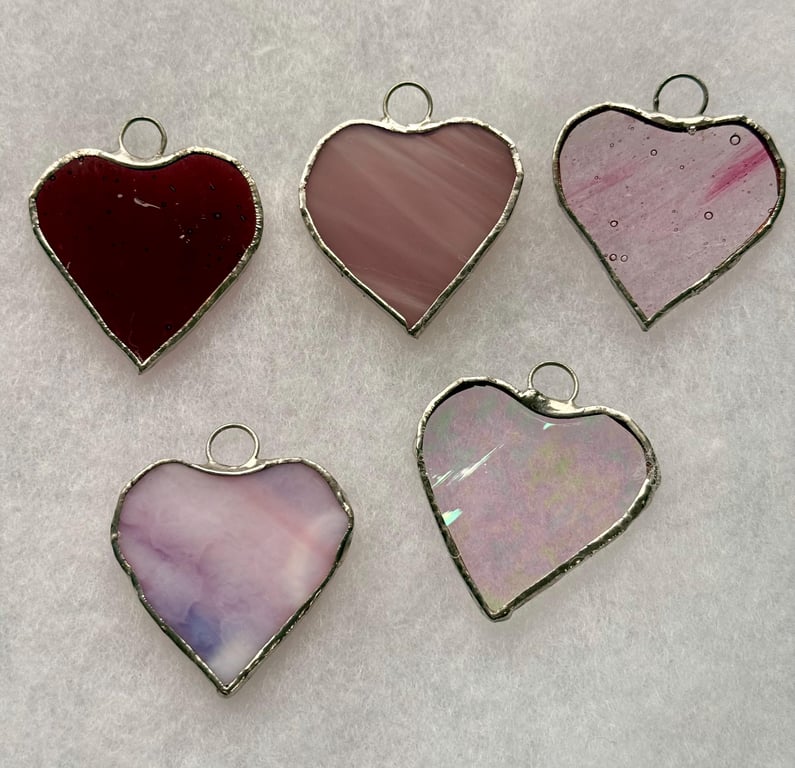 Stained glass small heart, PINK and PURPLE variations