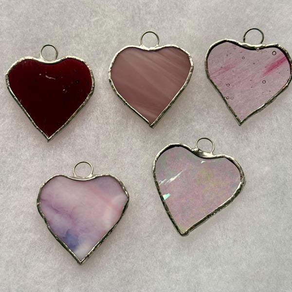 Stained glass small heart, PINK and PURPLE variations