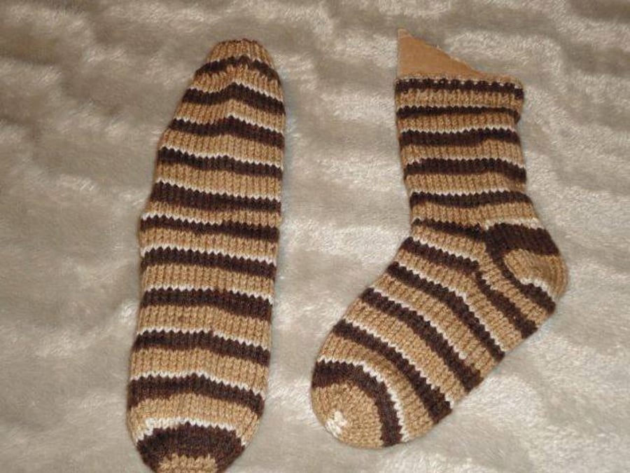 Hand knit stripey socks