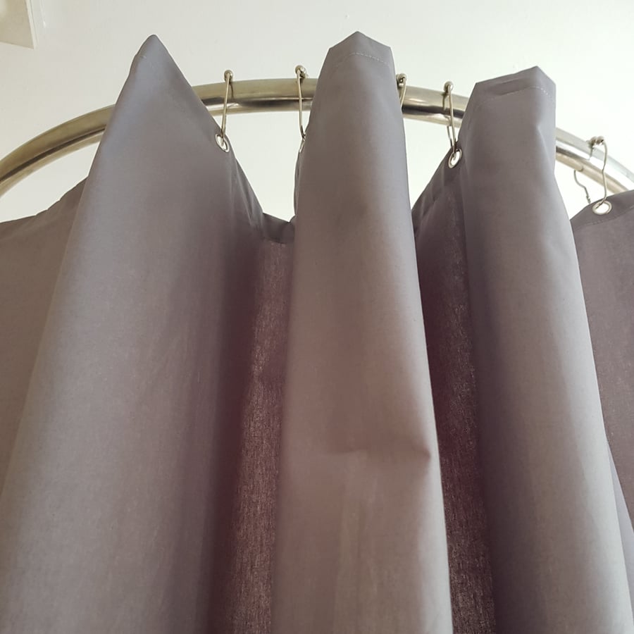 Steel Grey Organic Cotton Shower Curtain, washable non-waxed