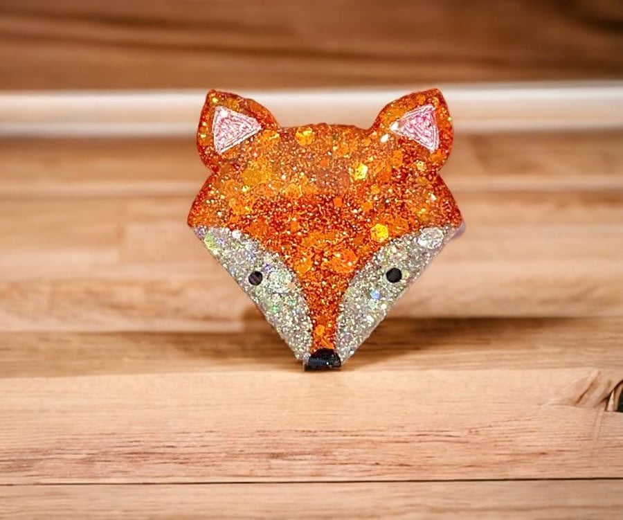 Handmade fox brooch, Fox gift, glitter fox, fox brooch, brooch, fox gift for her