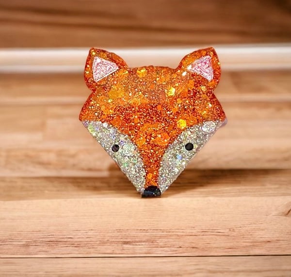 Handmade fox brooch, Fox gift, glitter fox, fox brooch, brooch, fox gift for her