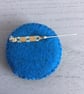 Hand Embroidered Blue Flower Brooch - Image 3