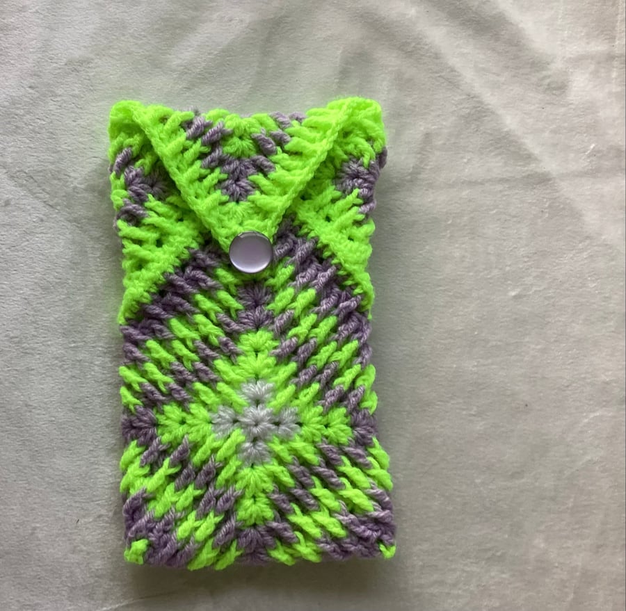 Crochet pouch, Granny Squares pouch, phone case.