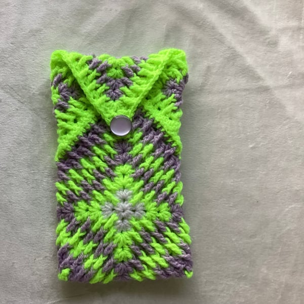 Crochet pouch, Granny Squares pouch, phone case.