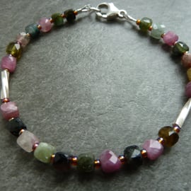 tourmaline gemstone bracelet, sterling silver