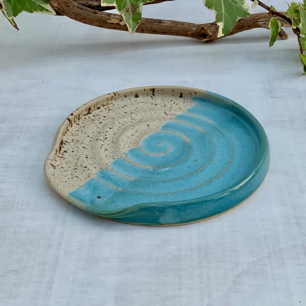 Spoon Rest with winter wood & norse blue glaze