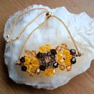 Crystal Sunflower Gold Box Chain Slider Adjustable Bracelet 6-8 Inch