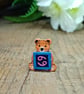 Cancer Bear Pin, Handmade Tiny Star Sign Wooden Teddy Badge