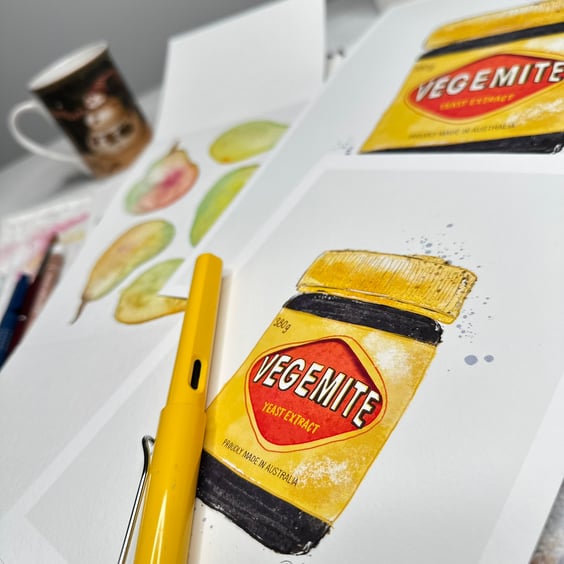 Watercolour Signed Art Print - Vegemite