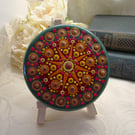 Mandala Dot Art Glass Decoration, Hand-Painted Glass Art, Meditation Art
