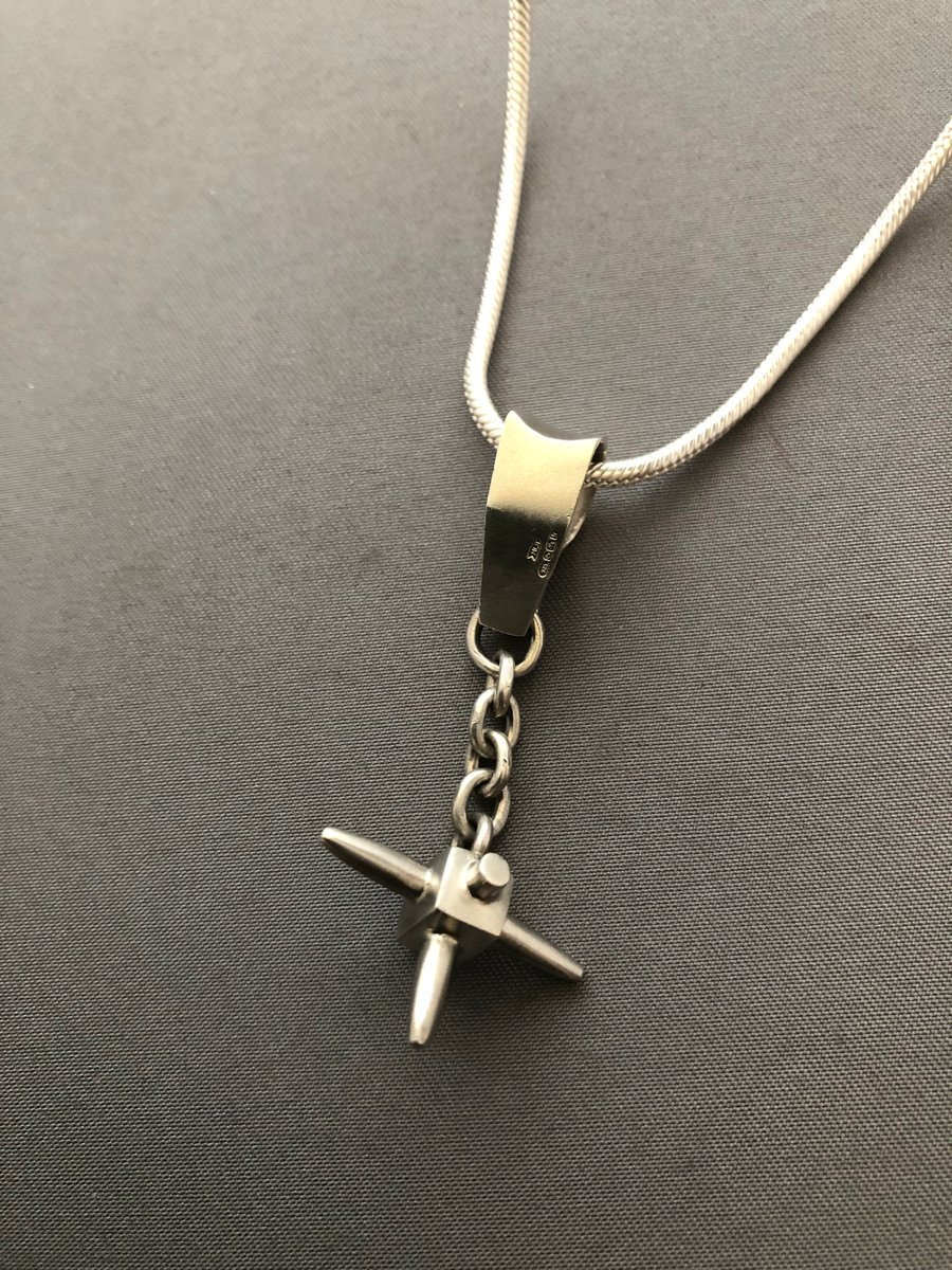 Solid silver anchor pendant and snake chain 