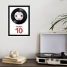 A4 framed'Three Lions' vinyl record with 'HURST 10' graphic