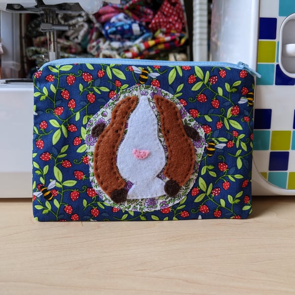 Guinea Pig Appliqué Purse -  Bees, Leaves and Strawberries