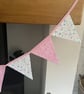 Handmade Fabric Bunting 8 Flags in Pastel Pink Florals Design - Image 6