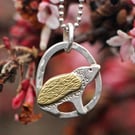 Recycled Silver and Brass Pendant Hedgehog