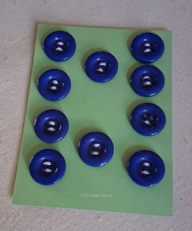 10 ROYAL BLUE ROUND BUTTONS